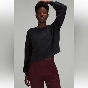 Lululemon perfectly Oversized Cropped Crew Softstreme Black Sz 12